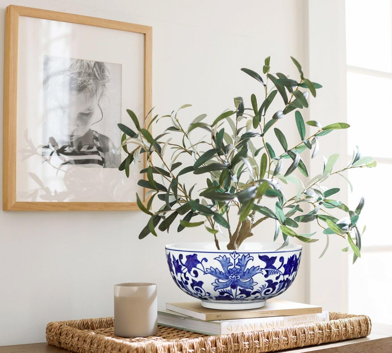 Hollyone Blue and White Vase Porcelain Planters 9 Inch Garden Bowl Modern Ceramic Pots Classic Chinese Floral Vase for Indoor Outdoor Succulents Bonsai Fairy Gardens Herbs - Image 5