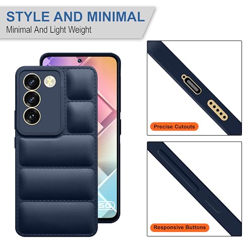 CEDO Vivo Y200e (5G) / Vivo T3 (5G) Back Cover | Camera Bump & 360° Flexible Puff Armor Protection | Matte Soft Silicon Shock Proof Rubberised Back Case Cover (Blue) - Image 4