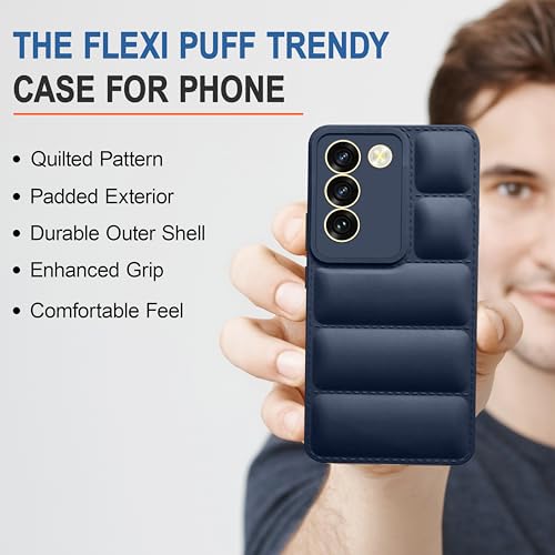 CEDO Vivo Y200e (5G) / Vivo T3 (5G) Back Cover | Camera Bump & 360° Flexible Puff Armor Protection | Matte Soft Silicon Shock Proof Rubberised Back Case Cover (Blue) - Image 5