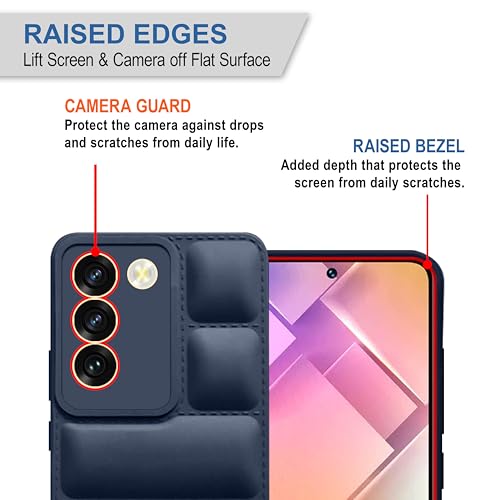 CEDO Vivo Y200e (5G) / Vivo T3 (5G) Back Cover | Camera Bump & 360° Flexible Puff Armor Protection | Matte Soft Silicon Shock Proof Rubberised Back Case Cover (Blue) - Image 2
