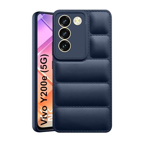 CEDO Vivo Y200e (5G) / Vivo T3 (5G) Back Cover | Camera Bump & 360° Flexible Puff Armor Protection | Matte Soft Silicon Shock Proof Rubberised Back Case Cover (Blue) - Image 1