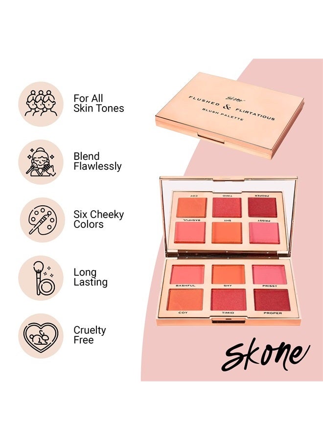 SKONE Flushed & Flirtatious Make up Blush Palette - Blush Makeup as Eyeshadow, Blush, Highlighter in One Palette - Matte & Shimmer Glow of Pink & Peach Colors of Professional-grade Formula Cosmetics - Image 2