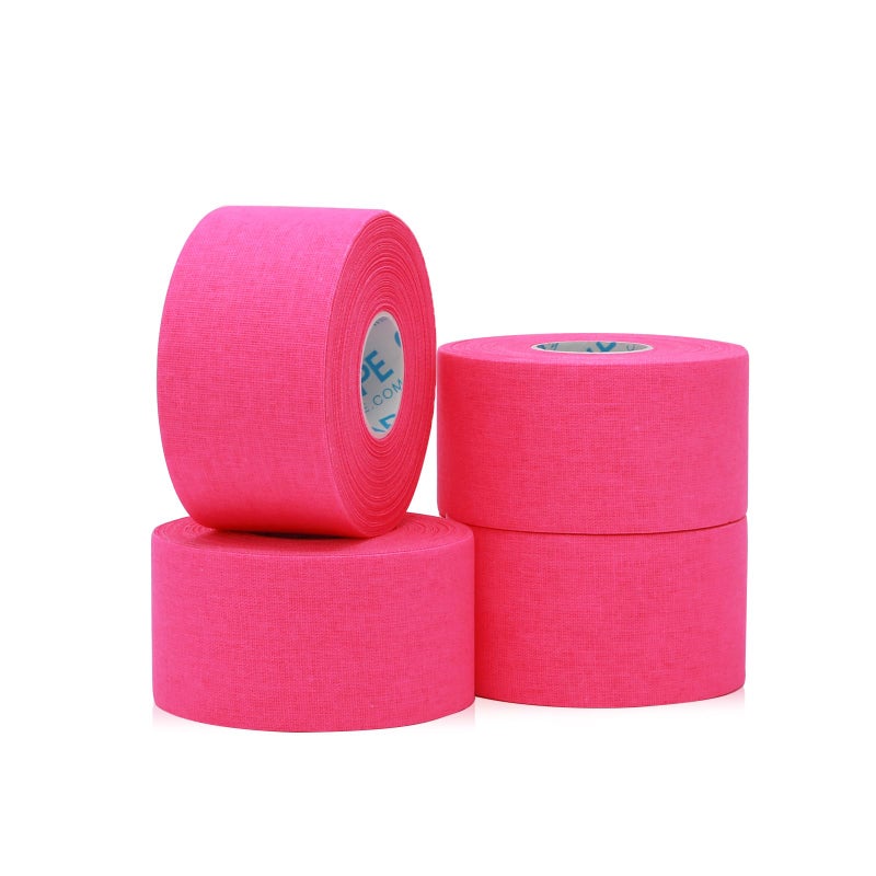 OK TAPE Athletic Sports Tape4 Packs 45ft Per Roll Very Strong Tape for Athlete Sport Trainers First Aid Injury Wrap Perfect for Fingers Ankles Wrist on Bat Hockey Stick Pink