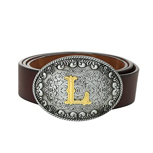 KDG Western Belt Buckle Initial Letters ABC to Z Cowboy Rodeo Novelty Belt Buckle for Men Women - Image 3