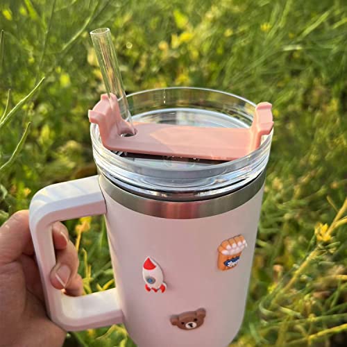 Horsdo 40 OZ Tumbler Lid Compatible for Stanley, Spill Proof Splash Resistant Tumbler Covers Fit for Stanley and More Coffee Mugs 2 pack (40 OZ, Pink) - Image 5