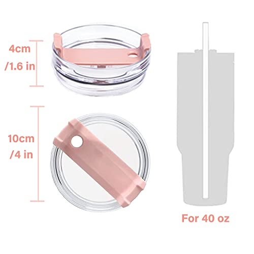 Horsdo 40 OZ Tumbler Lid Compatible for Stanley, Spill Proof Splash Resistant Tumbler Covers Fit for Stanley and More Coffee Mugs 2 pack (40 OZ, Pink) - Image 2