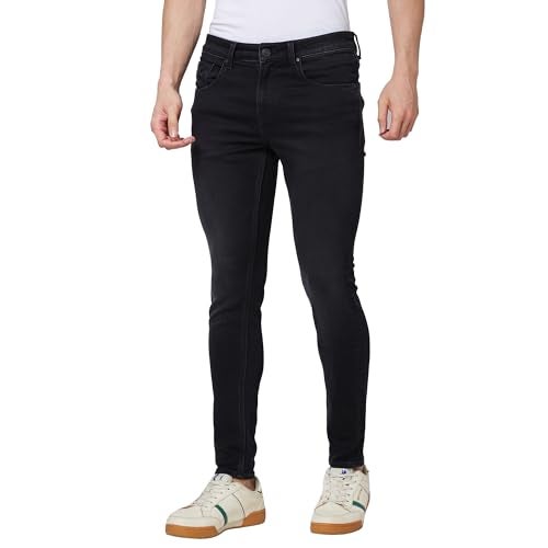 Spykar Low Rise Super Slim Fit Black Jeans for Men (Size: 38)-MDSS1BD017_Charcoal Black - Image 3