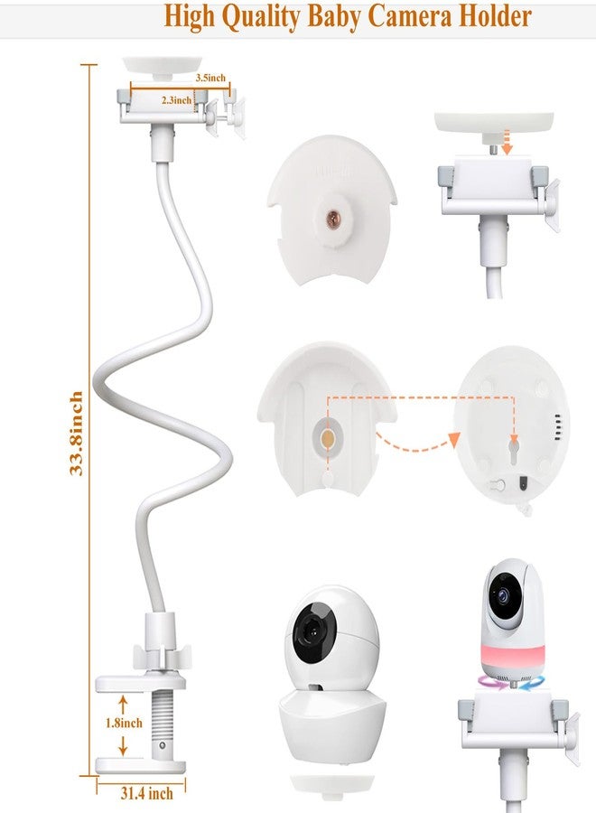 Derebir Baby Monitor Mount Stand Compatible with Babysense Max View HD S2/ V43 /V24 Camera Flexible Clip Clamp Holder Long Gooseneck Adjustable Baby Monitor Holder for Other 1/4 Camera Screw Stand - Image 5