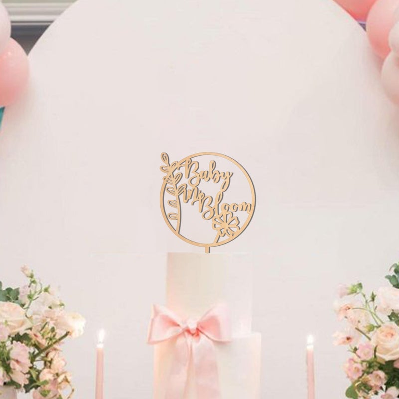 MUWEOL Baby In Bloom Cake Topper - Baby Shower Party Supplies Pregnancy Reveal Cake Topper Gender Reveal Decor - Image 3