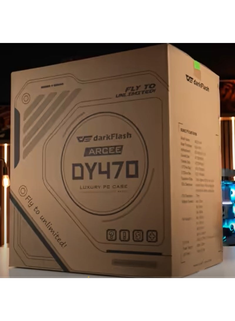 DarkFlash DY470 ATX PC Case - Black - Image 1