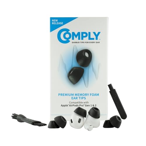 Comply TrueGrip | Premium Memory Foam Replacement Earbud Tips for Apple AirPods Pro 1 & 2 | Enhanced Comfort, Secure Fit, Superior Noise Isolation, Removal & Cleaning Tool | Black, Medium (3 Pairs) - Image 1