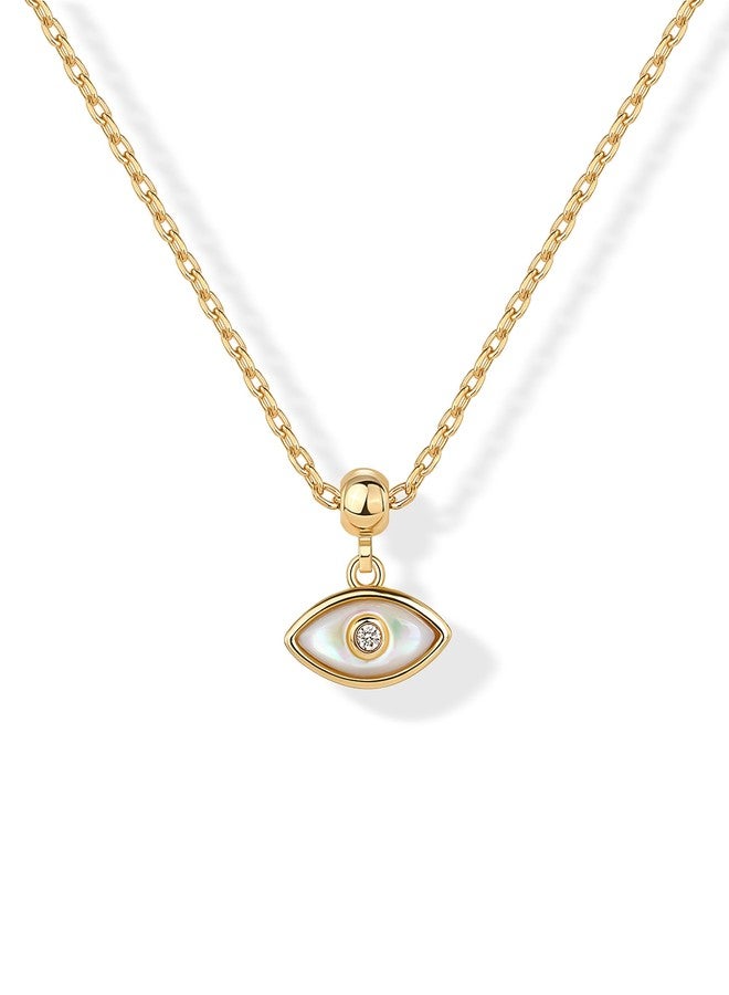 PAVOI 14K Yellow Gold Plated Cute Cubic Zirconia Pendant Necklaces Charms Set, Hypoallergenic Adjustable Chain Dainty Gold Charm Necklace for Women, Trendy Pearl Evil Eye Pendant Gift - Image 1