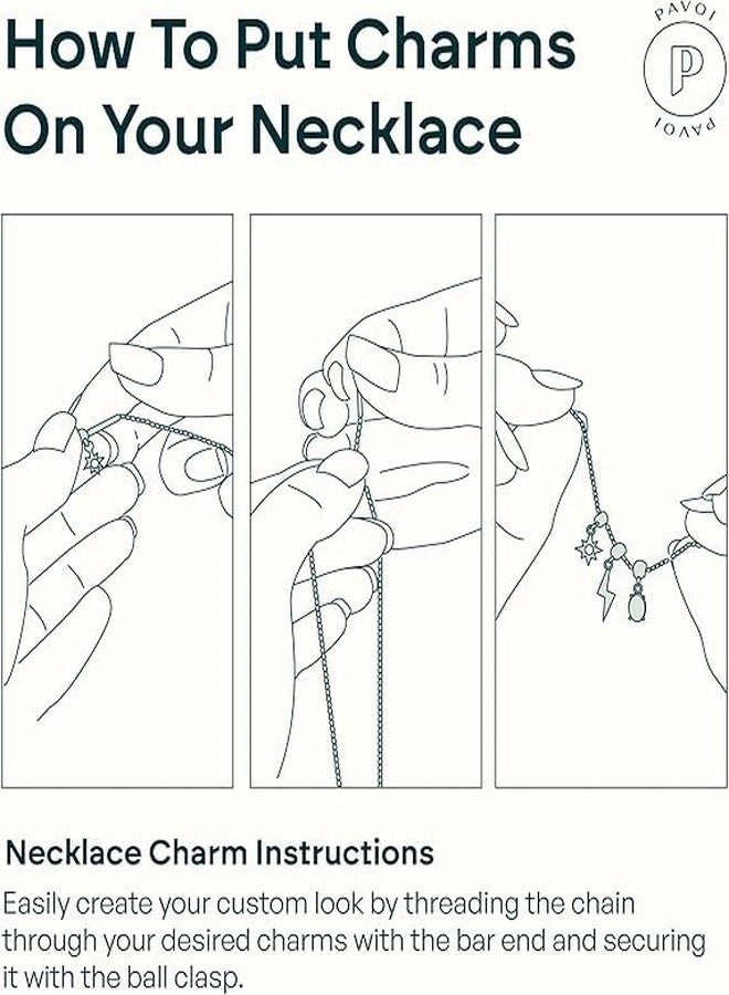 PAVOI 14K Yellow Gold Plated Cute Cubic Zirconia Pendant Necklaces Charms Set, Hypoallergenic Adjustable Chain Dainty Gold Charm Necklace for Women, Trendy Pearl Evil Eye Pendant Gift - Image 3