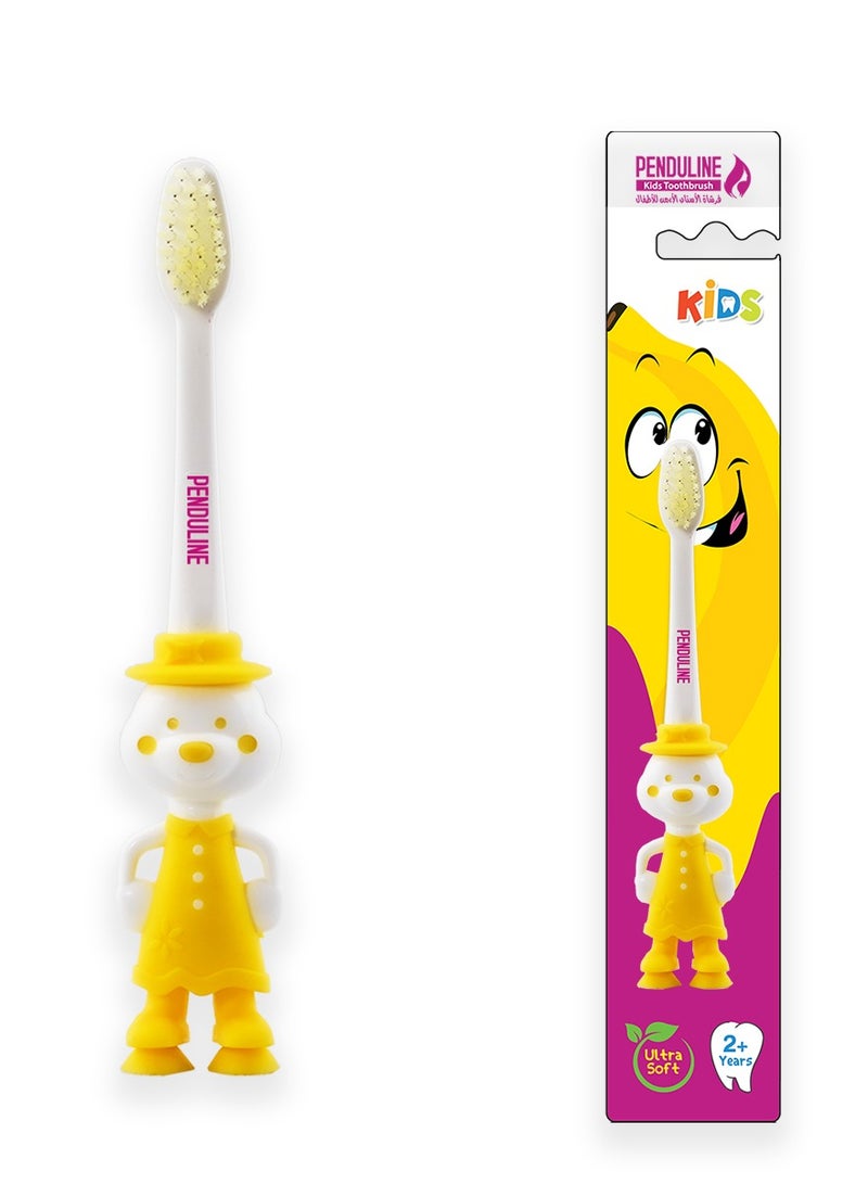 Penduline Kids Toothbrush | Ultra Soft | Yellow Color | Rubber base | Girl - Image 1