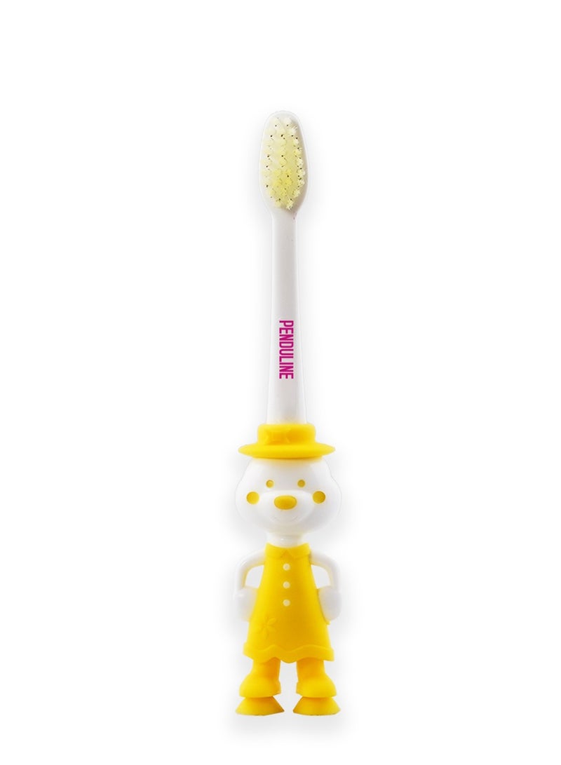 Penduline Kids Toothbrush | Ultra Soft | Yellow Color | Rubber base | Girl - Image 2
