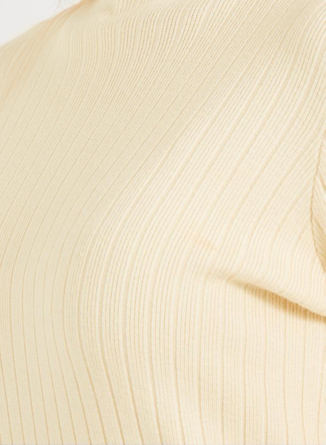 ستايلي فستان سادة بطول الركبة وتفاصيل مضلعة - Image 3