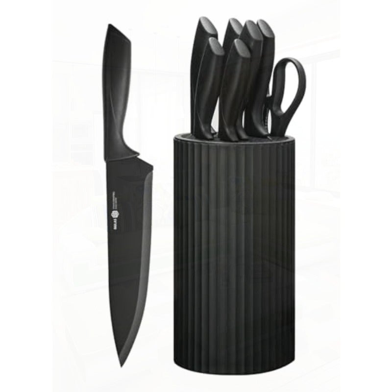 Knife Set 8-Piece Kitchen Knife Set with Universal Block - Anti-Rust Chef Knives Ergonomic Design Dishwasher Safe Black - Image 1