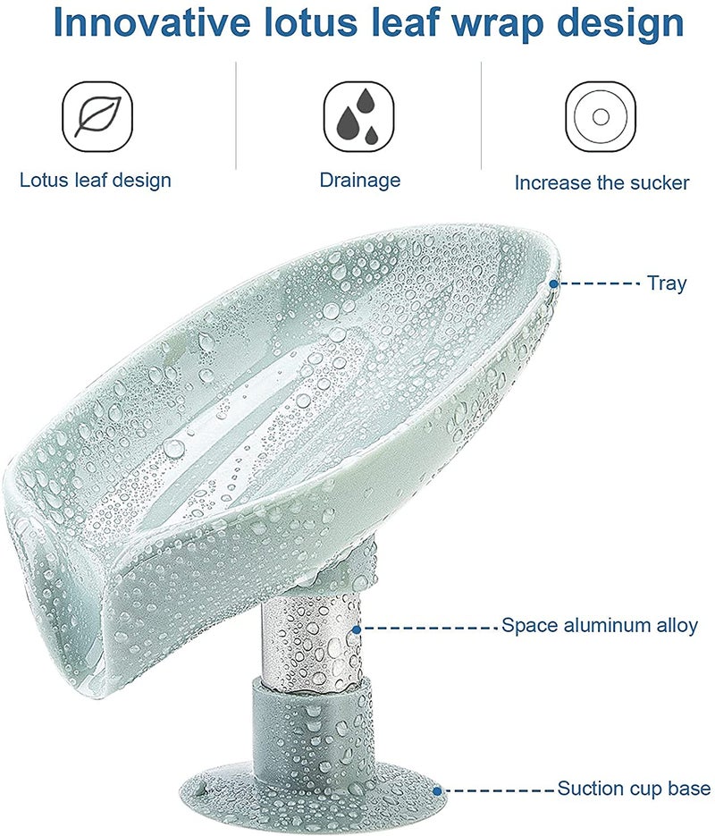 MARMIX 6 Pack Soap Holder LeafShape Self Draining Soap Dish Holder Not Punched Easy Clean Bar Soap Holder with Suction Cup Soap Dish Suitable for Shower Bathroom Kitchen Sink Multicolor 6 - Image 3