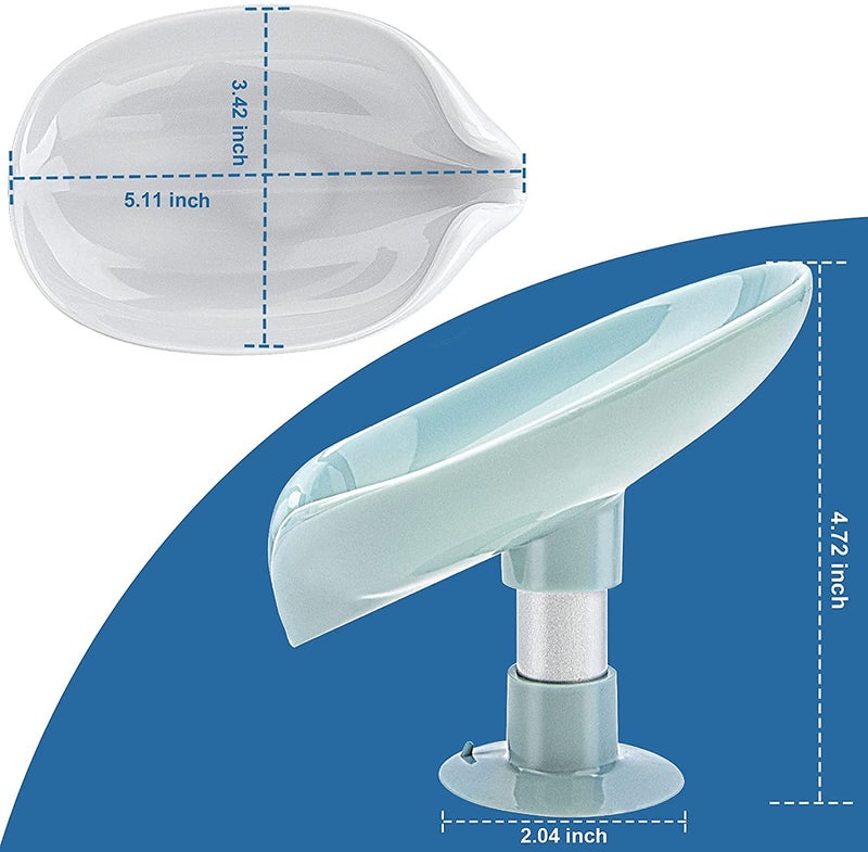 MARMIX 6 Pack Soap Holder LeafShape Self Draining Soap Dish Holder Not Punched Easy Clean Bar Soap Holder with Suction Cup Soap Dish Suitable for Shower Bathroom Kitchen Sink Multicolor 6 - Image 2