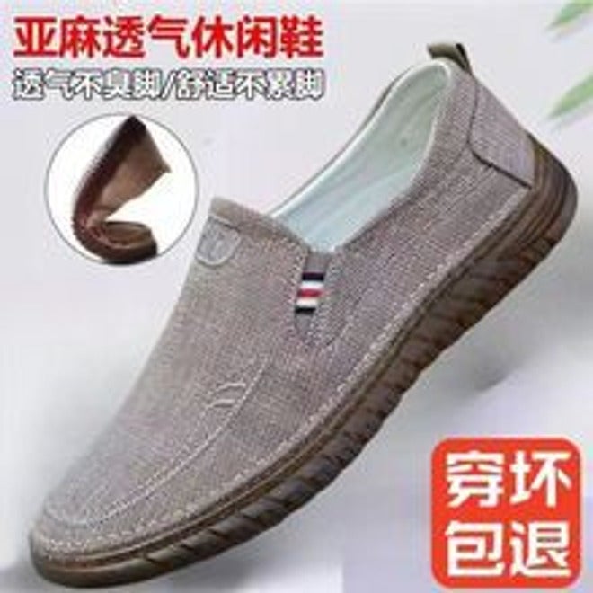 Jiaozuo Xinzhu Men's Breathable Canvas Loafers - Comfortable Soft Sole Casual Work Shoes