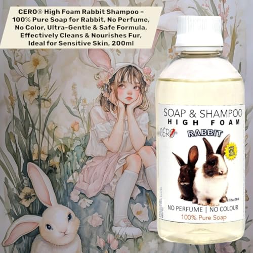 CERO® High Foam Rabbit Shampoo – 100% Pure Soap for Rabbit, No Perfume, No Color, Ultra-Gentle & Safe Formula, Effectively Cleans & Nourishes Fur (200ml) - Image 3