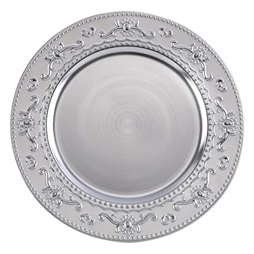 Brightalk 13-Inch Charger Plates, 6Pcs Dinner Plate Chargers Round Server Ware Compatible with Ceramic/china tableware, Silver - Image 1