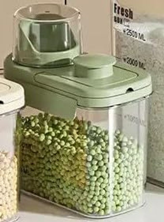 MEASURING CUP POUR SPOUT AIRTIGHT FOOD STORAGE DISPENSER JAR WITH LIDS FOR CEREALS STORAGE1200 ML