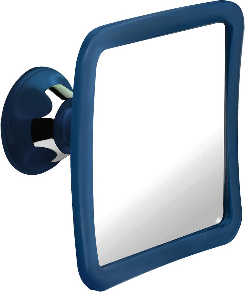 MIRRORVANA Fogless Shower Mirror for Shaving with Upgraded Suction Anti Fog Shatterproof Surface and 360 Swivel 63 x 63 Blue