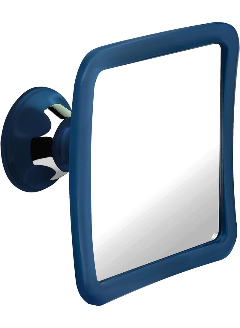 Mirrorvana MIRRORVANA Fogless Shower Mirror for Shaving with Upgraded Suction, Anti Fog Shatterproof Surface and 360° Swivel, 6.3" x 6.3" (Blue) 
