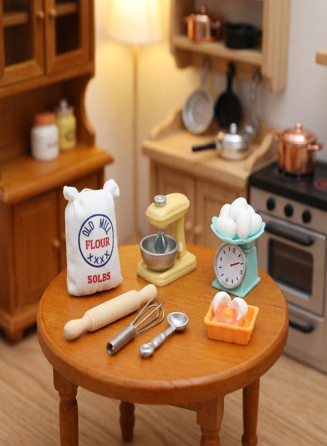HaiFafafaing 15PCS Miniature Dollhouse Kitchen Accessories,1 12 Scale Mini Stuff with Stand Mixer, Kitchen Scale, Flour, Rolling Pin and Others,Mini Dollhouse Accessories - Image 3