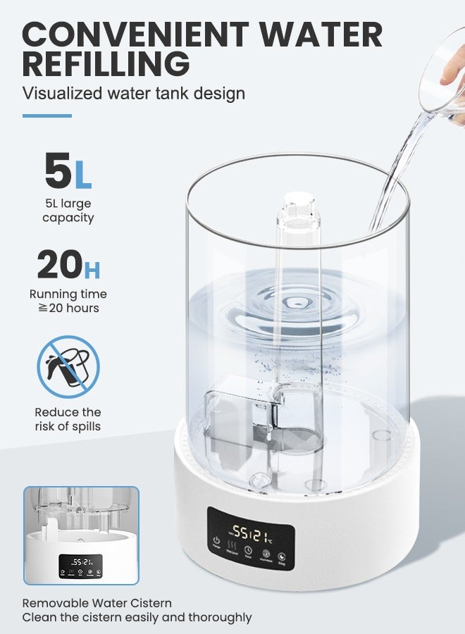 Necomi 5L Air Humidifiers, Essential Oil Diffuser, Ultrasonic Top Fill Cool Mist Humidifiers, with Timer and Night Light, Smart Humidistat Control for Bedroom Large Room - Image 3