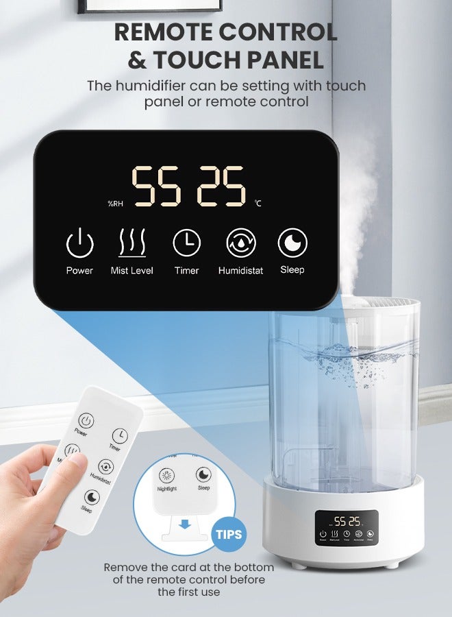 Necomi 5L Air Humidifiers, Essential Oil Diffuser, Ultrasonic Top Fill Cool Mist Humidifiers, with Timer and Night Light, Smart Humidistat Control for Bedroom Large Room - Image 2