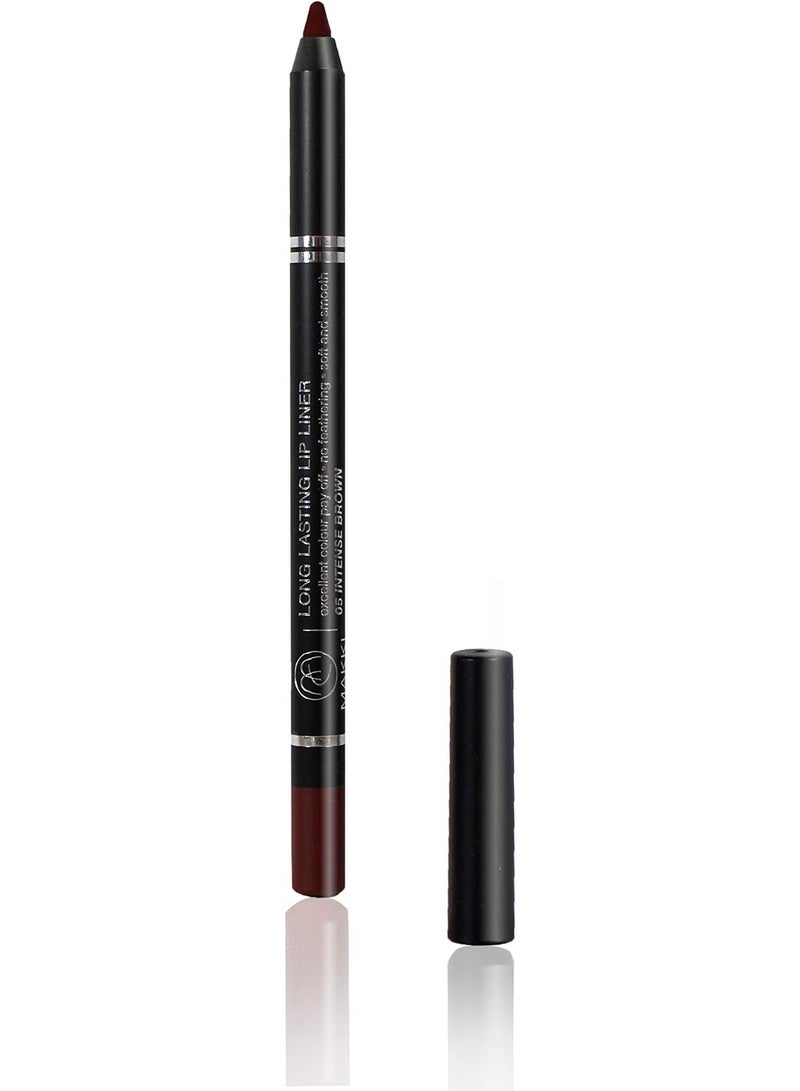 INTENSE Makki Intense Brown Long Lasting Lip Liner glide pencil intense colour creamy no feathering smooth glide with a very unique texture, long lasting, excellent coverage