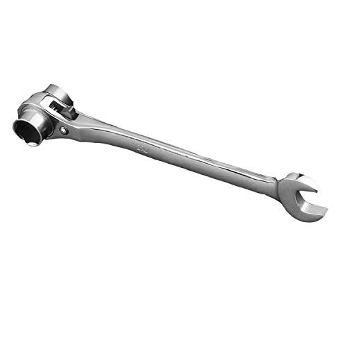 FORSUN 2 in 1 Scaffolding Podger Ratchet Wrench Site Ratcheting Socket Spanner Tool 19mm/22mm Silver - Image 1
