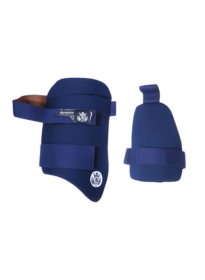 SELF BELIEVE Babita Sports Cricket Pro Thigh Guard, Navy Blue, Adjustable Straps with Self-Believe Logo (Men's Righty) - Image 2