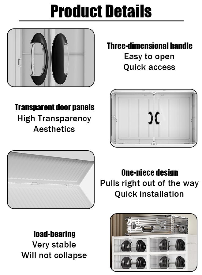 Generic Four-row non-installation folding shoe box, magnetic transparent shoe storage box, plastic shoe rack, one-piece shoe cabinet - Image 5