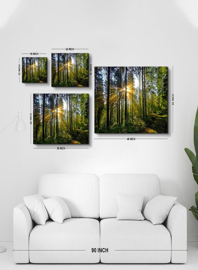 AREBOLO Sunrise Forest Canvas Wall Art for Living Room Nature Landscape Pictures Wall Decor Sunset Woods Mountain Painting Sunset Trees Trail Scenery Photo Prints Poster Artwork Bathroom Decorations 12x16” - Image 5