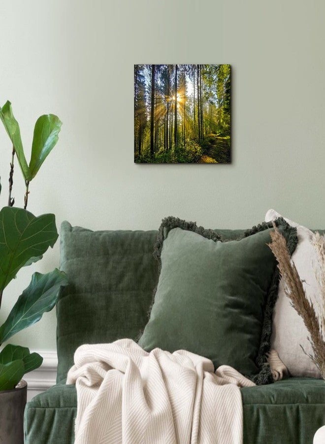 AREBOLO Sunrise Forest Canvas Wall Art for Living Room Nature Landscape Pictures Wall Decor Sunset Woods Mountain Painting Sunset Trees Trail Scenery Photo Prints Poster Artwork Bathroom Decorations 12x16” - Image 3