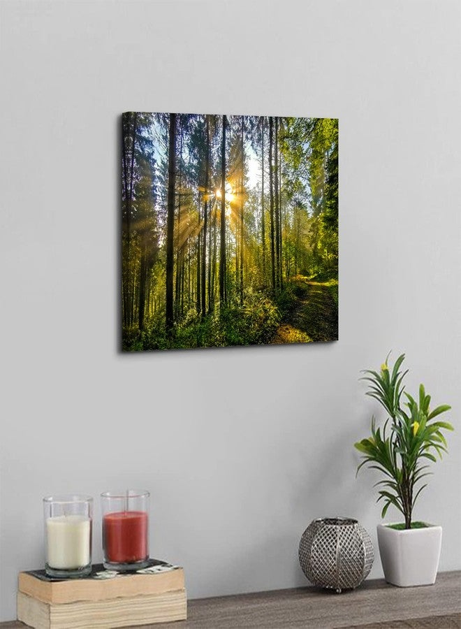 AREBOLO Sunrise Forest Canvas Wall Art for Living Room Nature Landscape Pictures Wall Decor Sunset Woods Mountain Painting Sunset Trees Trail Scenery Photo Prints Poster Artwork Bathroom Decorations 12x16” - Image 4