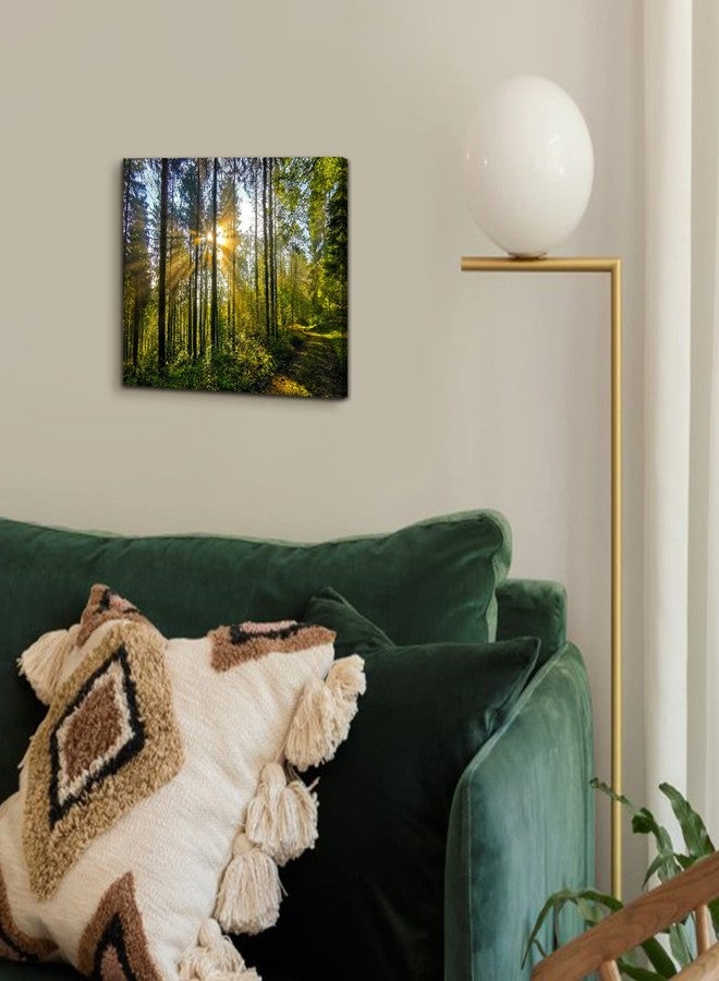 AREBOLO Sunrise Forest Canvas Wall Art for Living Room Nature Landscape Pictures Wall Decor Sunset Woods Mountain Painting Sunset Trees Trail Scenery Photo Prints Poster Artwork Bathroom Decorations 12x16” - Image 2