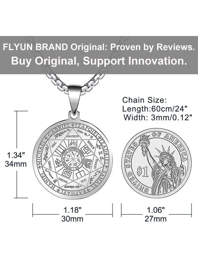 FLYUN Seals of The 7 Archangels Pendant - Silver, Stainless Steel - Image 5