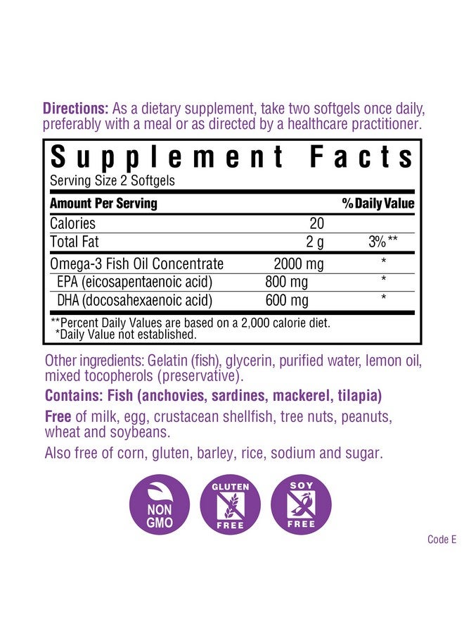 Bluebonnet Nutrition Omega3 Heart Formula Natural Wild Caught Triglyceride Form Dha 600 Mg Epa 800 Mg Highly Concentrated Heart Health Support Supplement Glutenfree 120 Softgel - Image 2