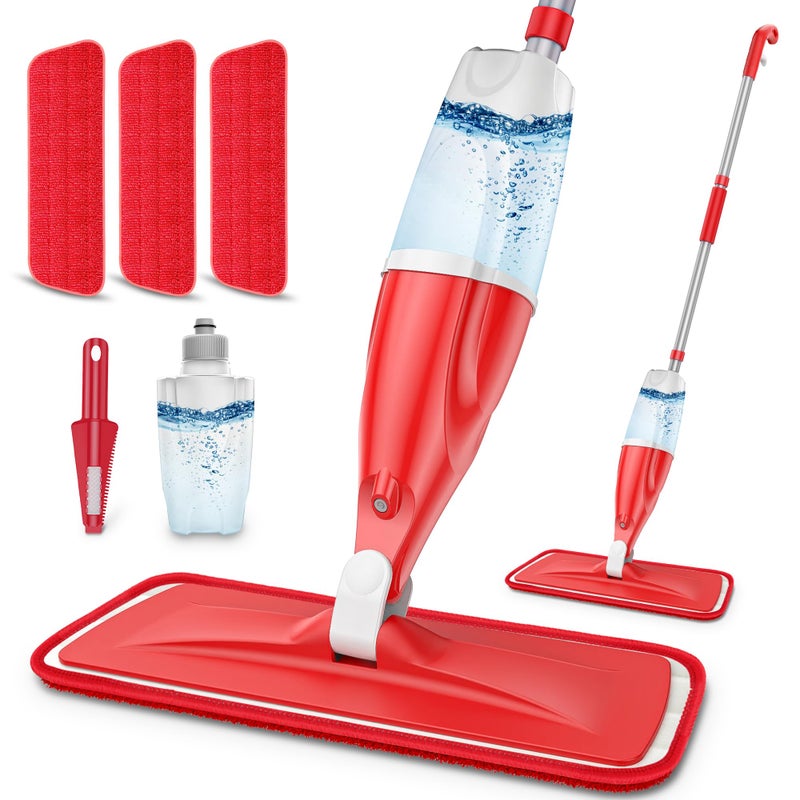 EXEGO Spray Mops Microfibre Mops for Cleaning Floors- Wood Floor Mop with Spay 3x Reusable Washable Pads,Dust Wet Mops Floor Cleaning Mop Home Commercial Use for Hard Wood Laminate Wood Tiles