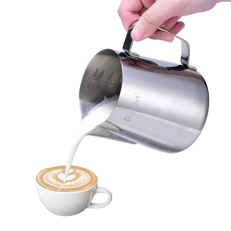 Milk Jug for Coffee Machine Dailyart 600ml20flOz Milk Frother Jug 304 Stainless Steel Metal Milk Frothing Jug  Milk Steamer Pitcher Barista Accessories for Making Latte Coffee Art Cappuccino