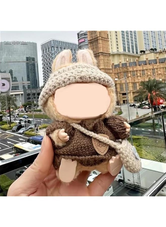 Clothing for Labubu Set of 3 17 cm Doll Clothes DIY Outfit for Labubus Dolls Brown-Grey Jumper Accessories Suitable for Collectors, Children's Gifts - Image 5