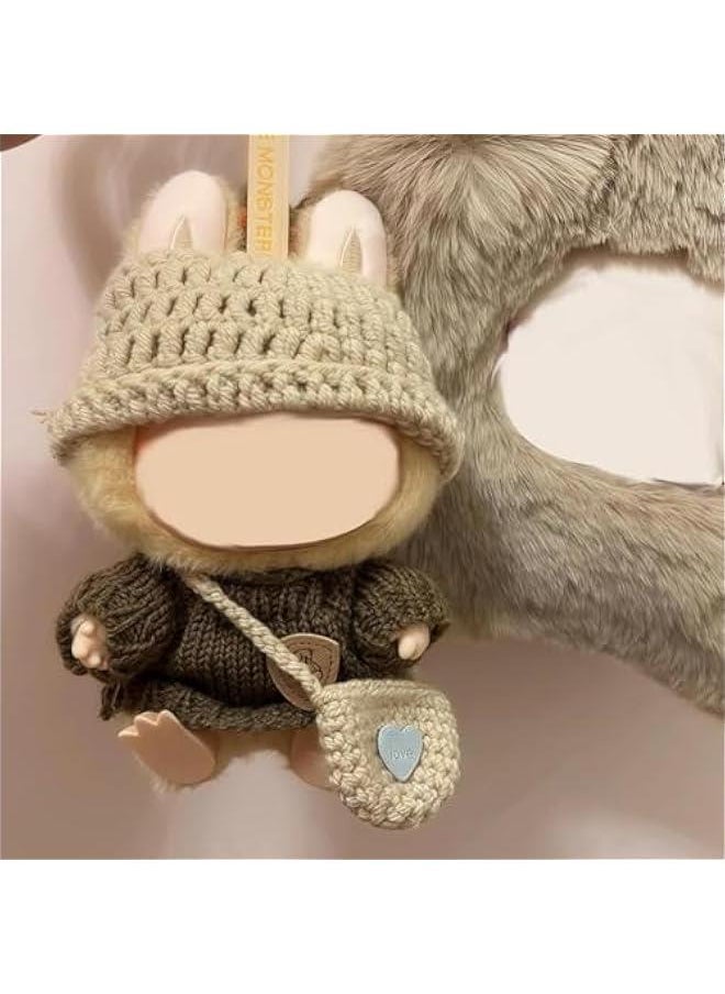 Clothing for Labubu Set of 3 17 cm Doll Clothes DIY Outfit for Labubus Dolls Brown-Grey Jumper Accessories Suitable for Collectors, Children's Gifts - Image 4