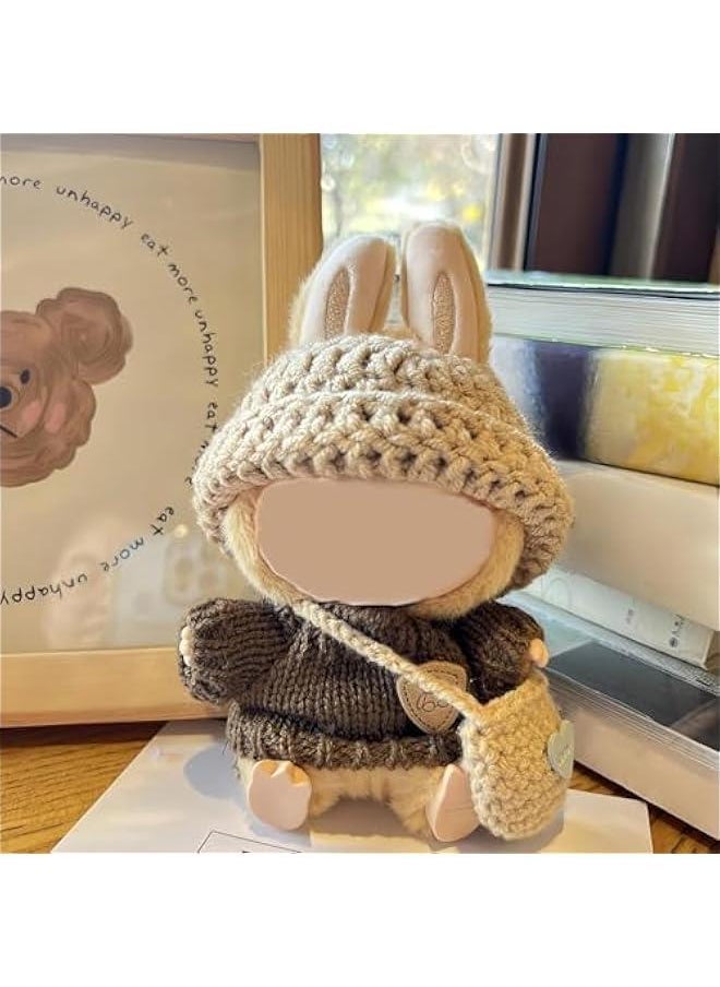 Clothing for Labubu Set of 3 17 cm Doll Clothes DIY Outfit for Labubus Dolls Brown-Grey Jumper Accessories Suitable for Collectors, Children's Gifts - Image 2