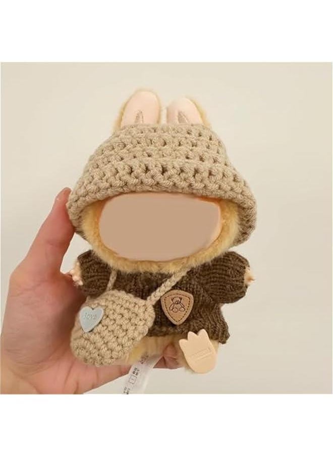 Clothing for Labubu Set of 3 17 cm Doll Clothes DIY Outfit for Labubus Dolls Brown-Grey Jumper Accessories Suitable for Collectors, Children's Gifts - Image 3