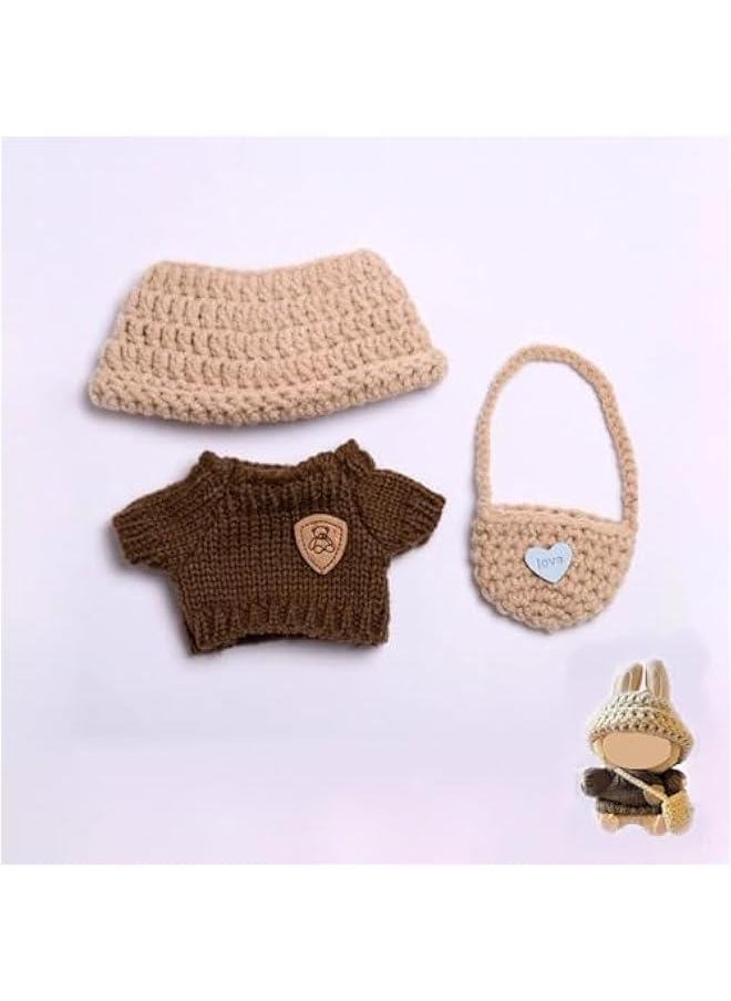 Clothing for Labubu Set of 3 17 cm Doll Clothes DIY Outfit for Labubus Dolls Brown-Grey Jumper Accessories Suitable for Collectors, Children's Gifts - Image 1