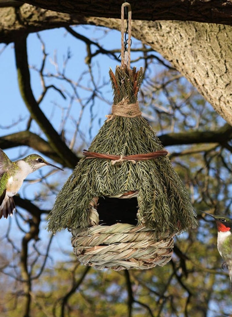 SYOSI Bird Nest Straw Rope Woven Bird Nest Bird House for outside Woven Nest Birds Warm Bird House Aquatic Rope Natural Pine Needles Bird House Gardening Decor Outside Bird House - Image 3
